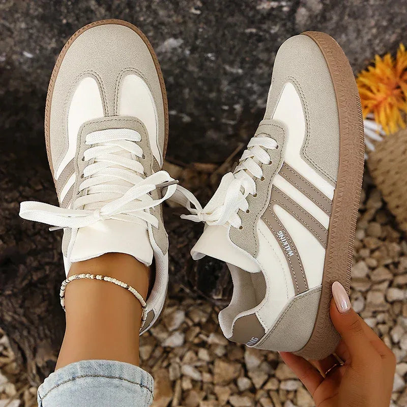 White Platform German Training Shoes Women 2026 Spring Non Slip Thick Sole Casual Sneakers Woman Lace Up Sport Shoes Flats Mujer