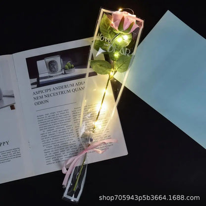 Glowing Rose Artifical Fake Flowers Valentine'S Day Mother'S Day Gift Anniversary Wedding Lover Lighting Roses Party Supplies