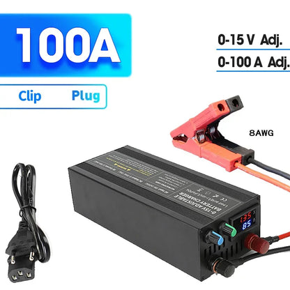 12V 60A 100Ah Solar Large Charger Current Voltage Adjustable for Lifepo4 Universal Chargers Outdoor power supply