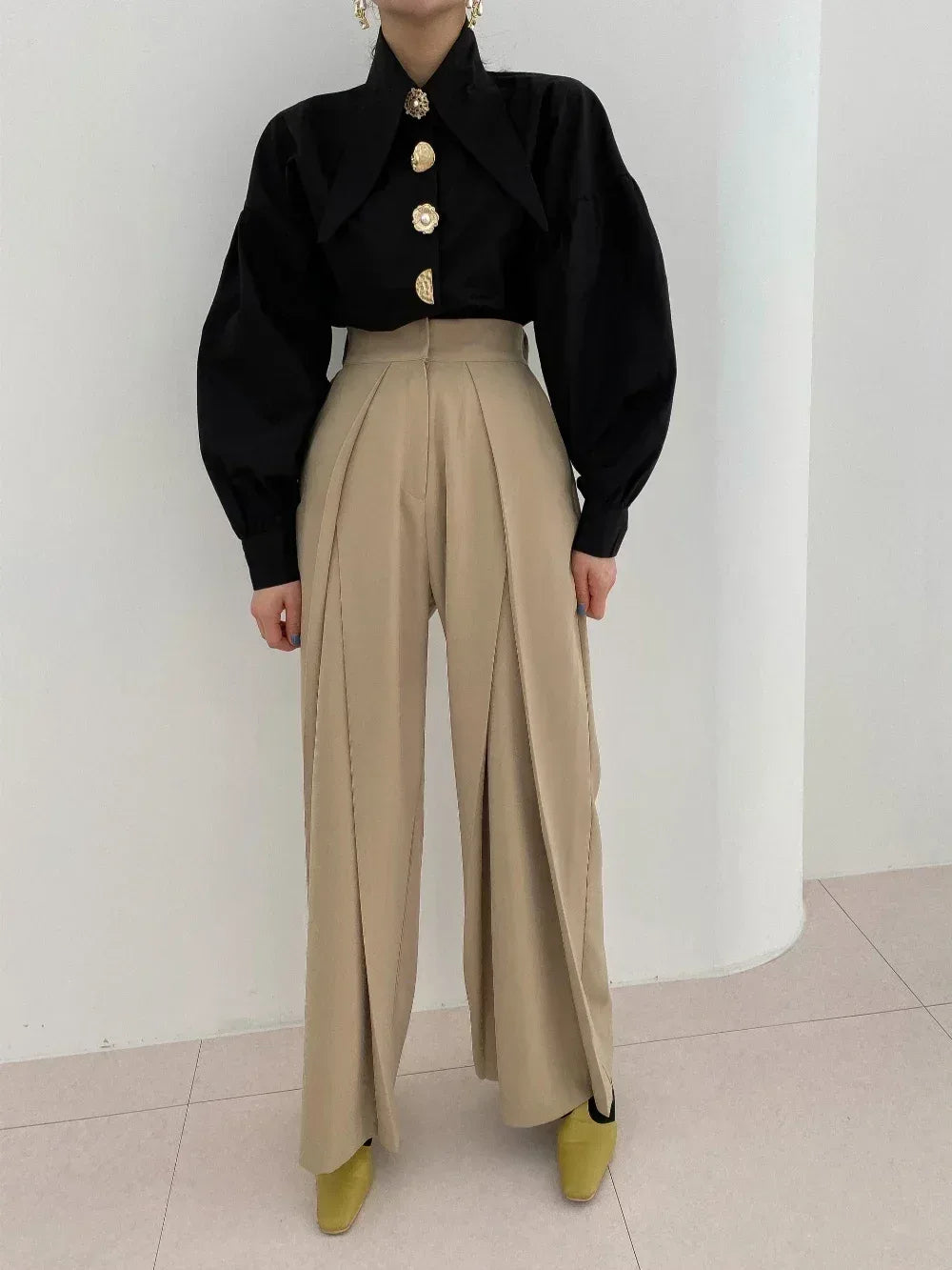 2025 Autumn Long Sleeve Women Shirt Fashion Spring Lanter Sleeve Blouses Office Lady Elegant Tops Casual Loose Clothing