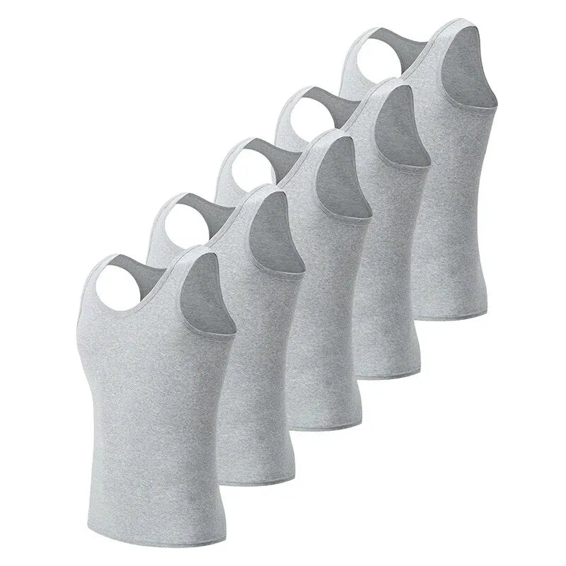 3/5 Pcs European plus-size men's cotton Joker vest loose plus-size youth fitness sleeveless round neck middle-aged hypertrophy T