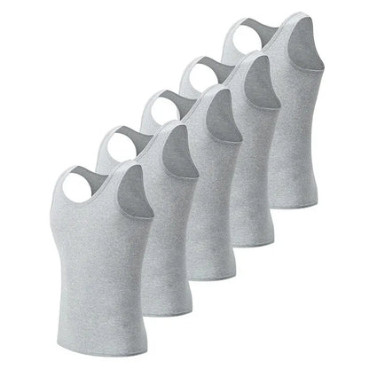 3/5 Pcs European plus-size men's cotton Joker vest loose plus-size youth fitness sleeveless round neck middle-aged hypertrophy T