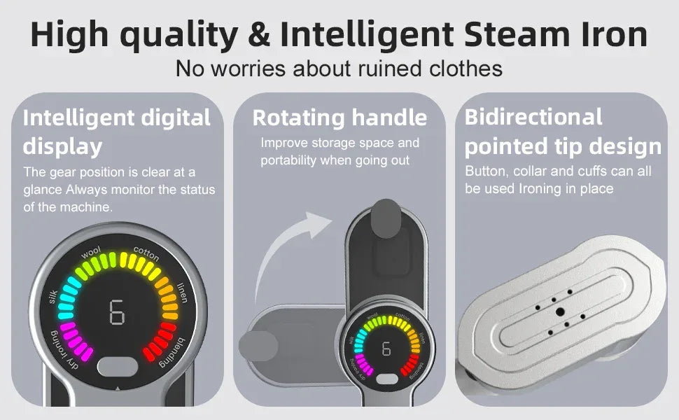 New Intelligent Steam Ironing Machine Portable Travel Steamers for Clothes LCD Diplay Screenc Mini Handheld Garment Iron Steamer