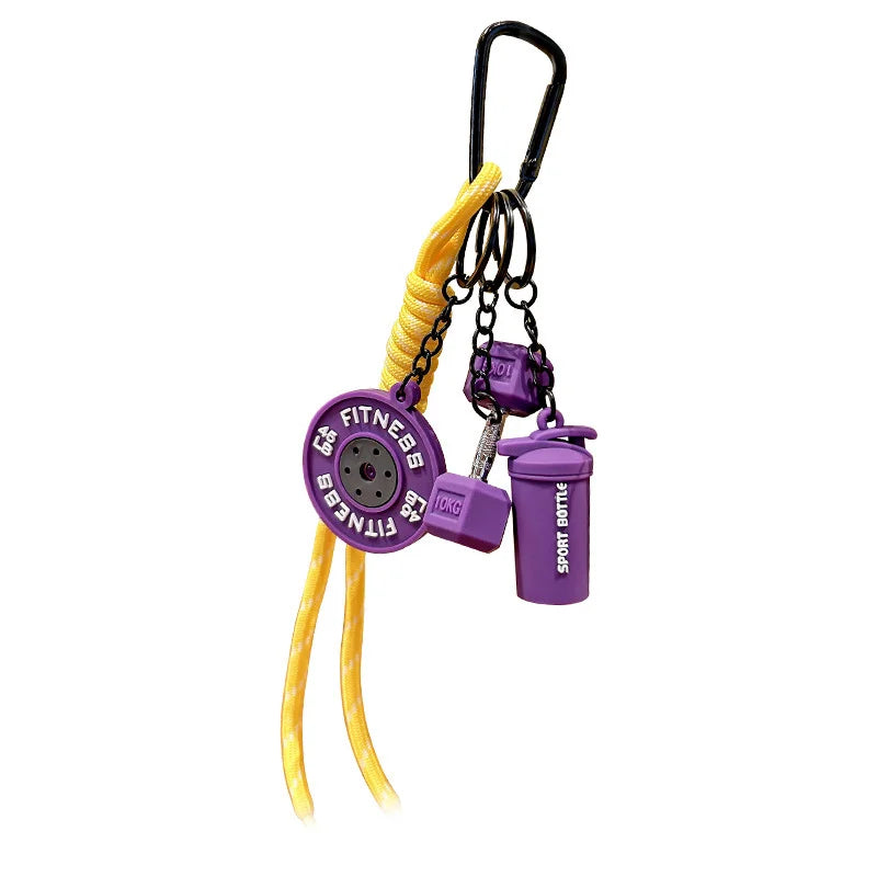 Fitness Keychain Gym Lover Barbell Key chain Weightlifting Keyring Silicone Weight Plate Gym Gifts Workout Gifts Bag Charm Backp