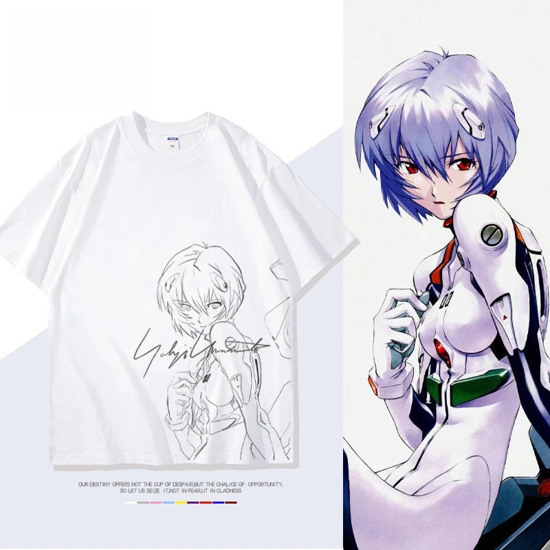 Neon Genesis Evangelion Rei Ayanami Printed T-shirt Men's and Women's T-shirt Men's Top Sports T-shirt Men's T-shirt Summer Tee