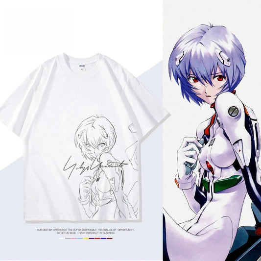 Neon Genesis Evangelion Rei Ayanami Printed T-shirt Men's and Women's T-shirt Men's Top Sports T-shirt Men's T-shirt Summer Tee