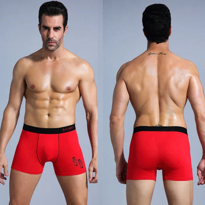 4pieces BONITOS Cotton Boxer Briefs Letter Waistband Men's Panties Print Boxers Underwear Men Underpants Gift Christmas Hat