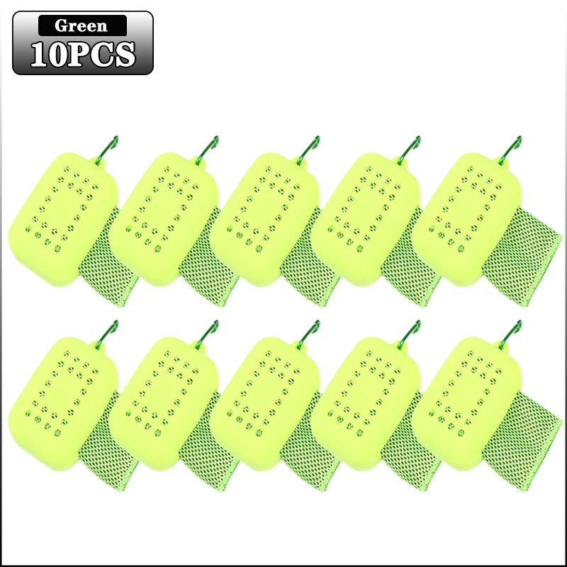 10PCS Portable Mini Silica Gel Set Cold Towel Polyester Fiber Outdoor Cooling Towel Fitness sports gym Run quick Dry Cool Towel