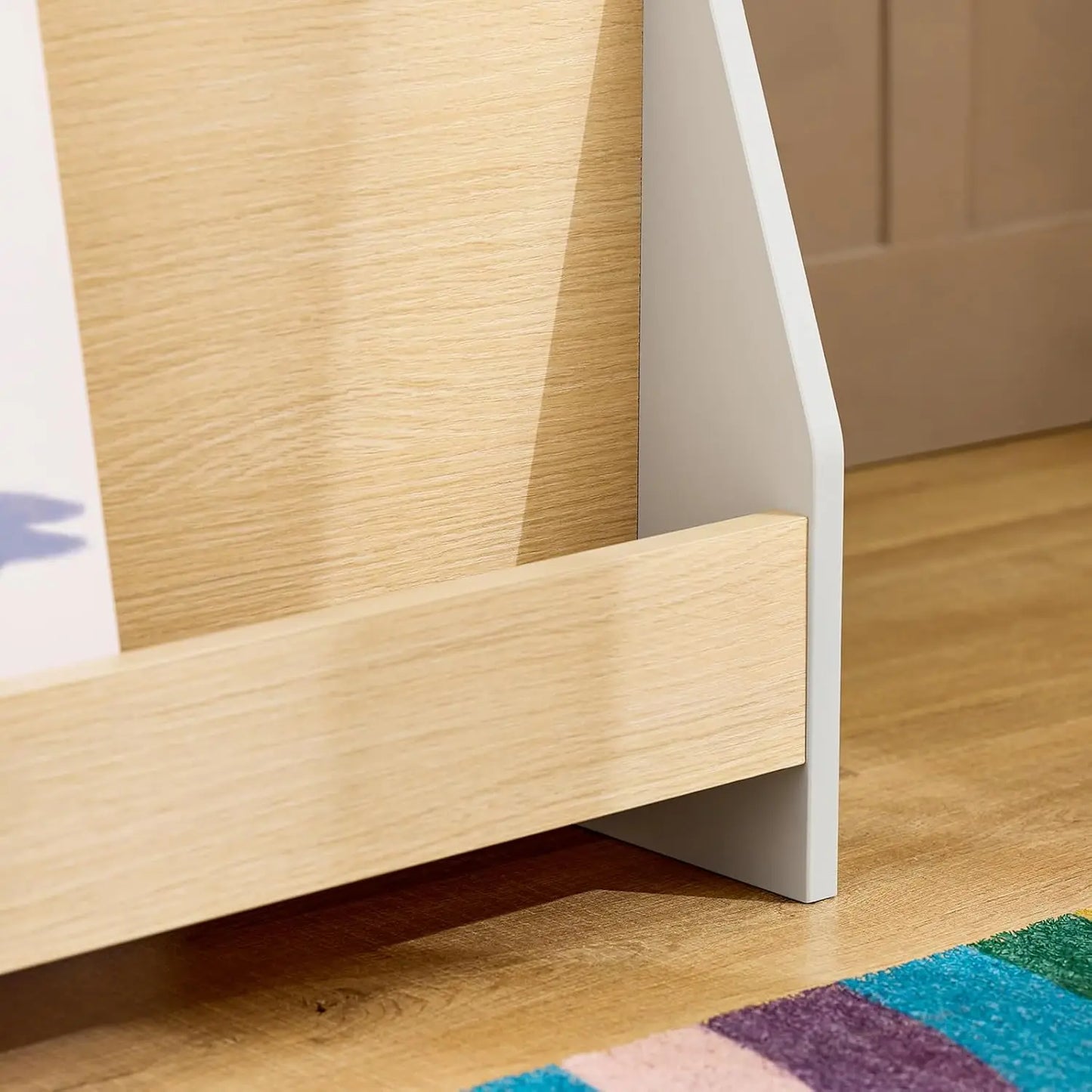 Children's bookshelf, Storage Furniture with 4 levels of open compartments, 61x30x71cm, White + wood color