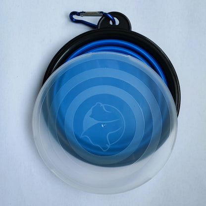 Pet Collapsible Black Frame Bowl Keychain Portable Travel Food Water Dish Dog Cat BPA Free Silicone Lightweight Pet Feeding Bowl