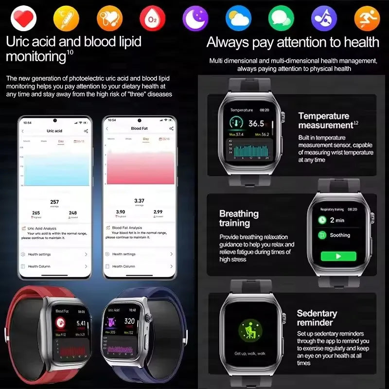 Sapphire Glass Air Pump Airbag Test Three High Smart Watches Men ECG Heart Rate Blood Pressure Health Tracker NFC Smartwatch