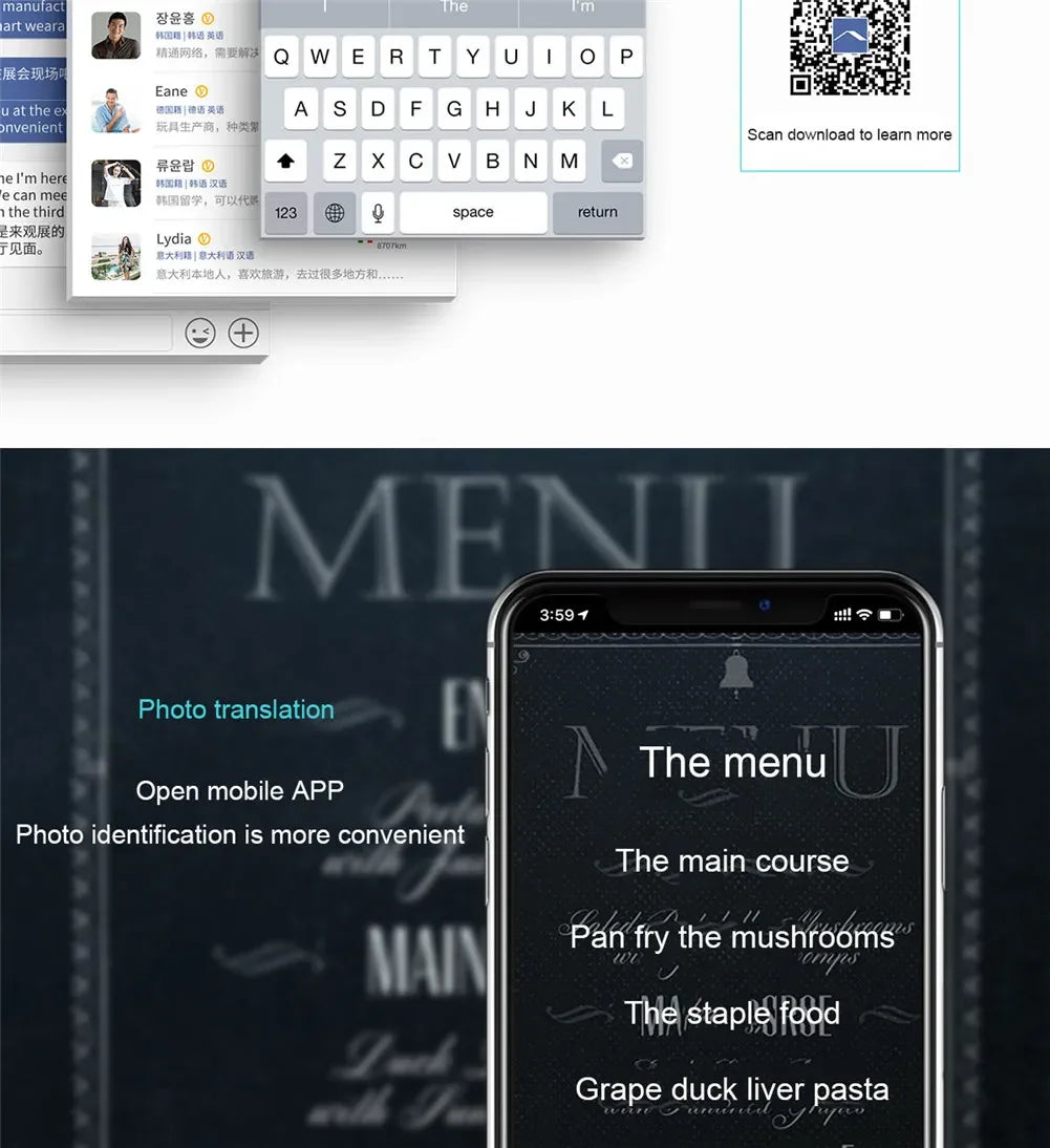 Voice Translate 144 Language APP Bluetooth Multi Languages Instant Translated Wireless Real Time Translator for Traveling Learn