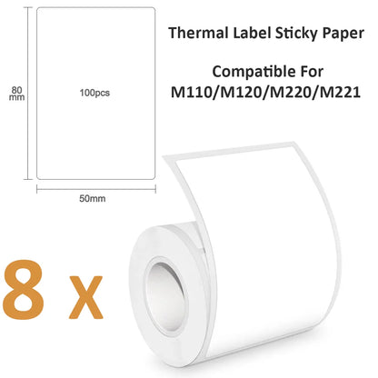 Durable 50x80mm Circle Thermal Paper - Phomemo M110 Printer Compatible Stickers