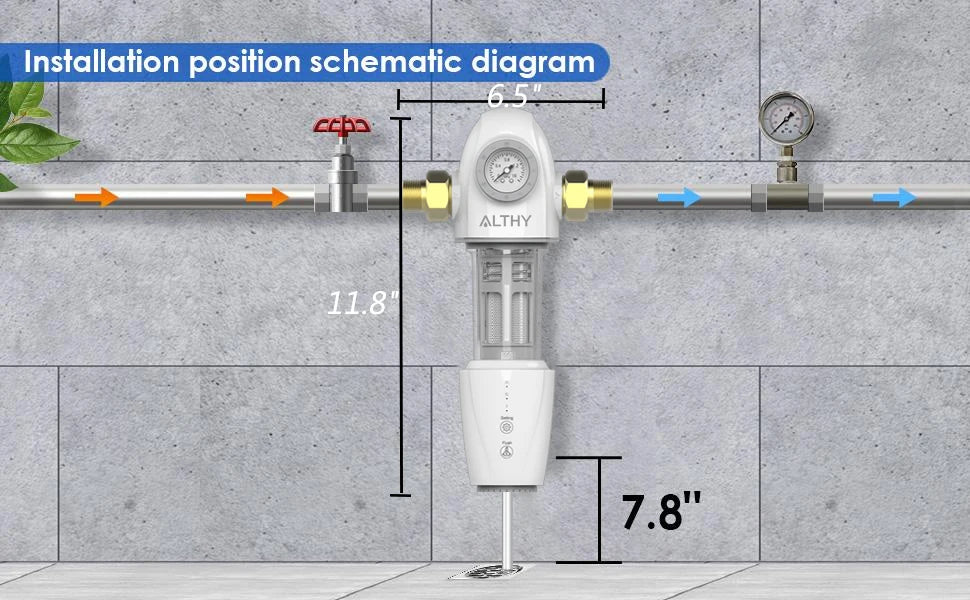 ALTHY PRE-AUTO2 Automatic Flushing Backwash Prefilter Spin Down Sediment Water Filter Central Whole House Purifier System