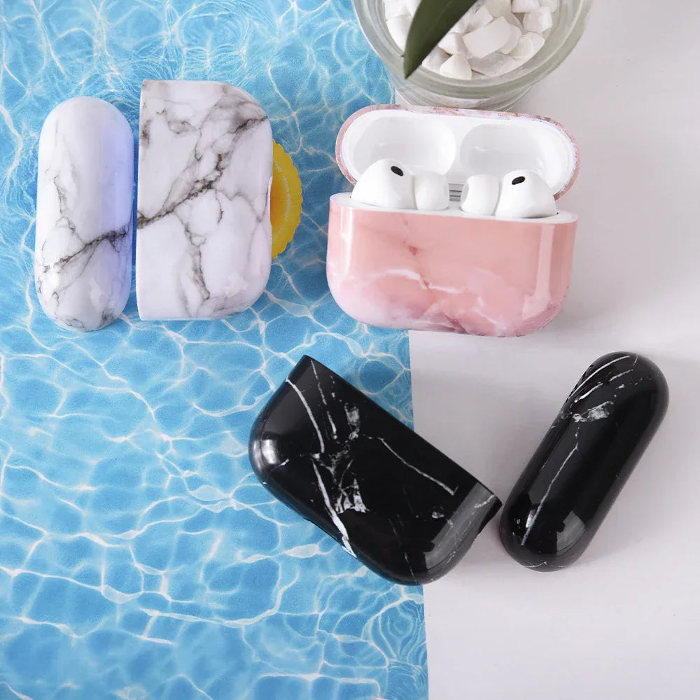 Marble Pattern Case For Apple Airpods Pro 3 Generation 2025 Hard PC Cover For AirPods 4 3 1 2 Pro2 Marble Protective Case Fundas