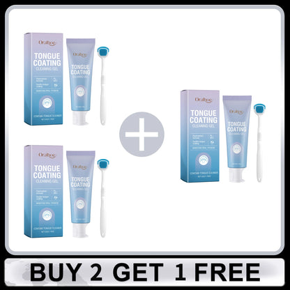 Tongue Cleaning Gel with Toothbrush for Remove Tongue Coating Eliminate Bad Breath Fresh Breath Inhibit Oral Bacteria Oral Care