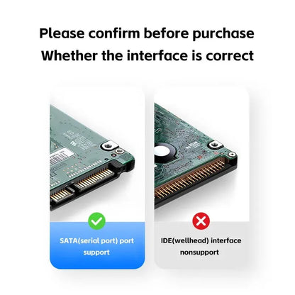 2.5" External Hard Drive Enclosure USB 3.0 Hard Disk Case 6TB Supports 7mm 9.5mm SATA SSD HDD For Laptop PC