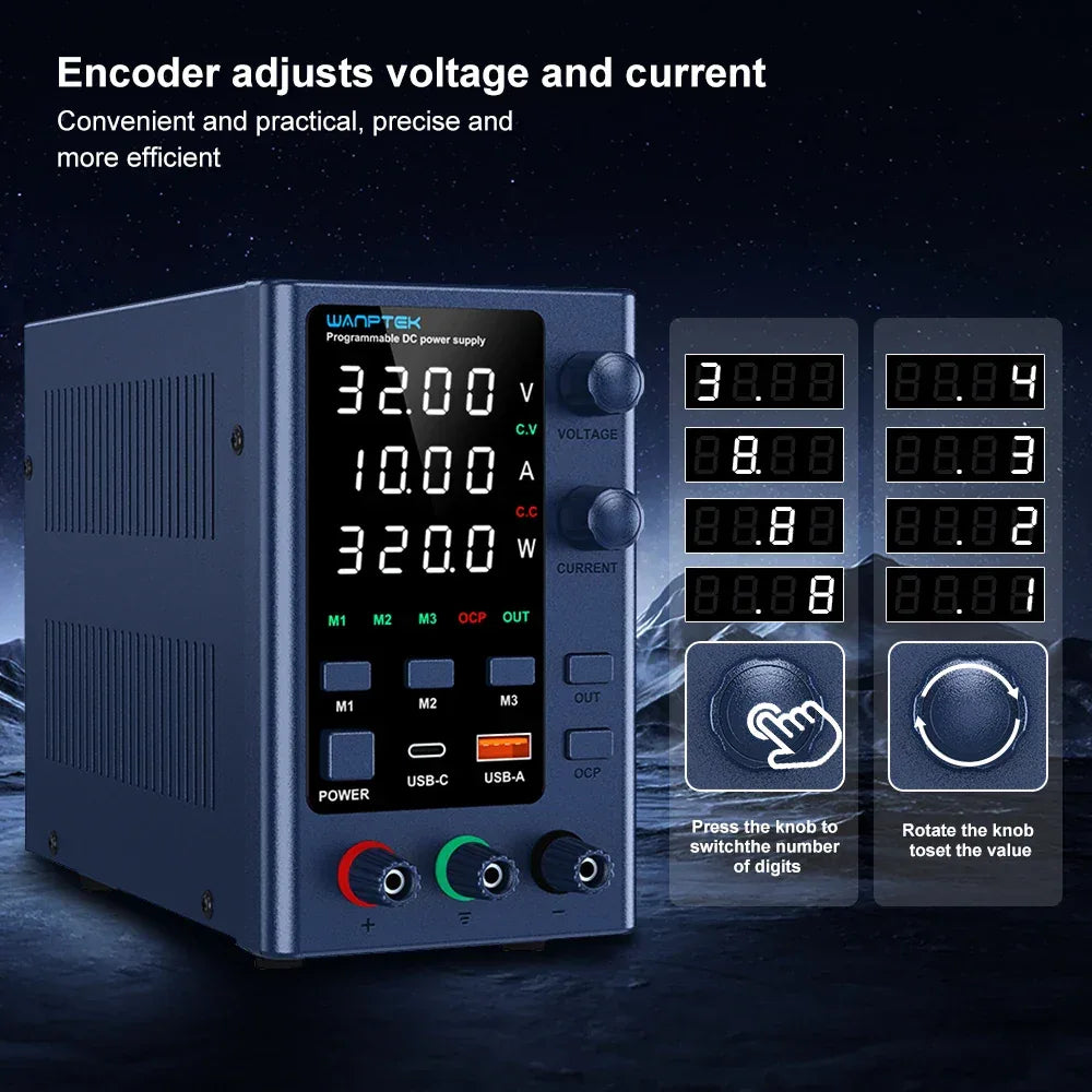 Wanptek DC Laboratory Power Supply 30V 10A 60V 5A 120V 3A Adjustable Voltage Current Applicable voltage 110V 220V Power Supply