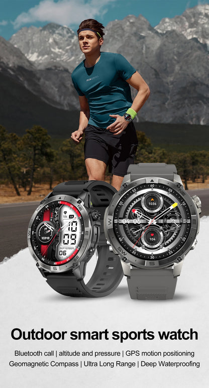 NORTH EDGE NEW GPS Smart Watch 1.43'' HD AMOLED Display Built-in GPS Altitude Barometer Compass Bluetooth Phone Call Smartwatch