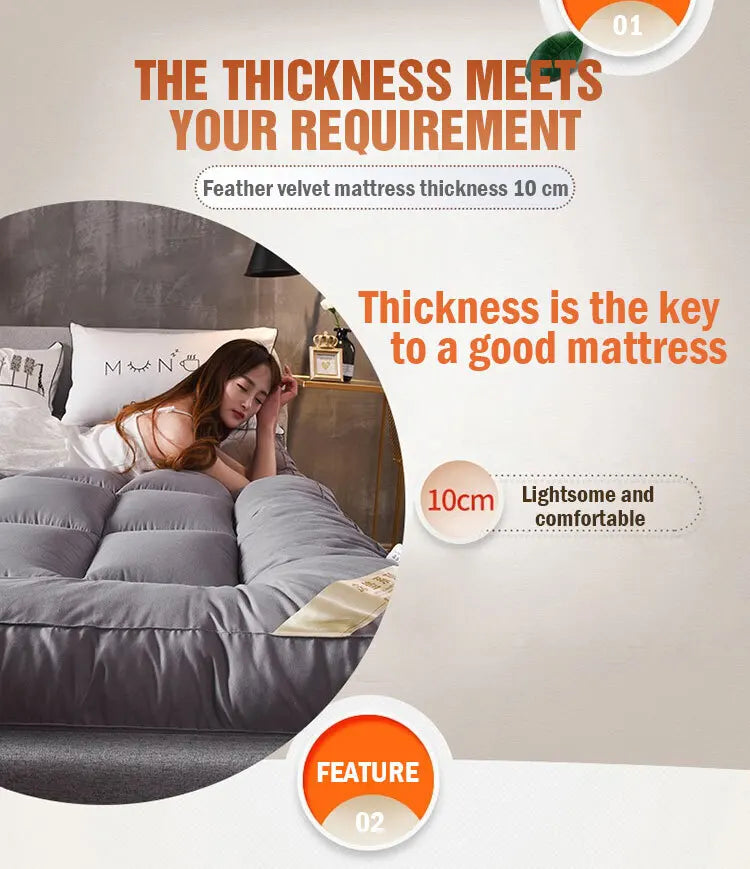 Down soft mattress five-star hotel three-dimensional thickened 10cm mattress student dormitory 0.9m/1.2m soft cushion quilt