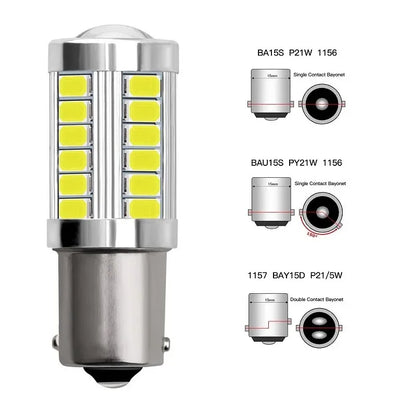 2X 1156 1157 P21/5W BAY15D 7440 7443 3157 33SMD Super Bright Brake Lights Fog Lamp Auto Daytime Running Light Stop Bulbs 12V