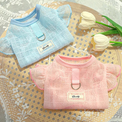 Dog Cooling Vest Thin Print Dog Clothes Summer Fashion Pet T Shirt Fly Sleeves Girls Dog Clothing Chihuahua Bichon Puppy Vests