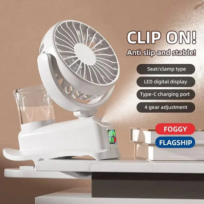 Refrigerating Clip Spray Fan USB Rechargeable Office Dormitory Outdoor Multi-Functional Desktop Clip Fan Moisturizing