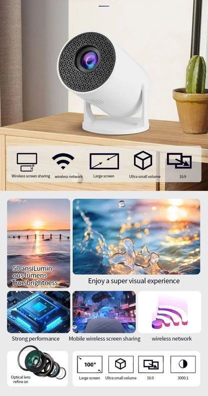 New Projector 4K Android 11 HY300 Wifi6 290ANSI Allwinner H713 BT5.0 1080P 1280*720P Cinema Outdoor Portable Projetors ﻿