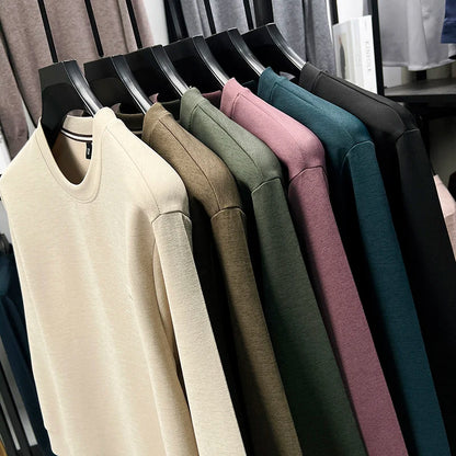 Sweatshirt Men 2025 New Style Spring and Autumn Men's Long Sleeved T-shirt Pure Cotton Round Neck Top T-shirt Base Shirt Trendy