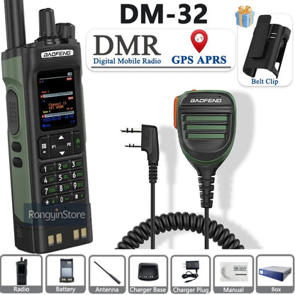 BAOFENG DM-32 with Belt Holster DMR Radio Digital Walkie Talkie GPS APRS 999 Channel Dual Mode Analog Dual Time Slot For Hiking