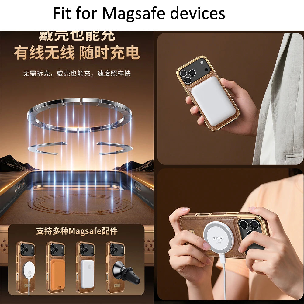 Business Retro Leather Back Case For iPhone 17 Pro Max / 17 Air For Magsafe Magnetic Magnets Shell