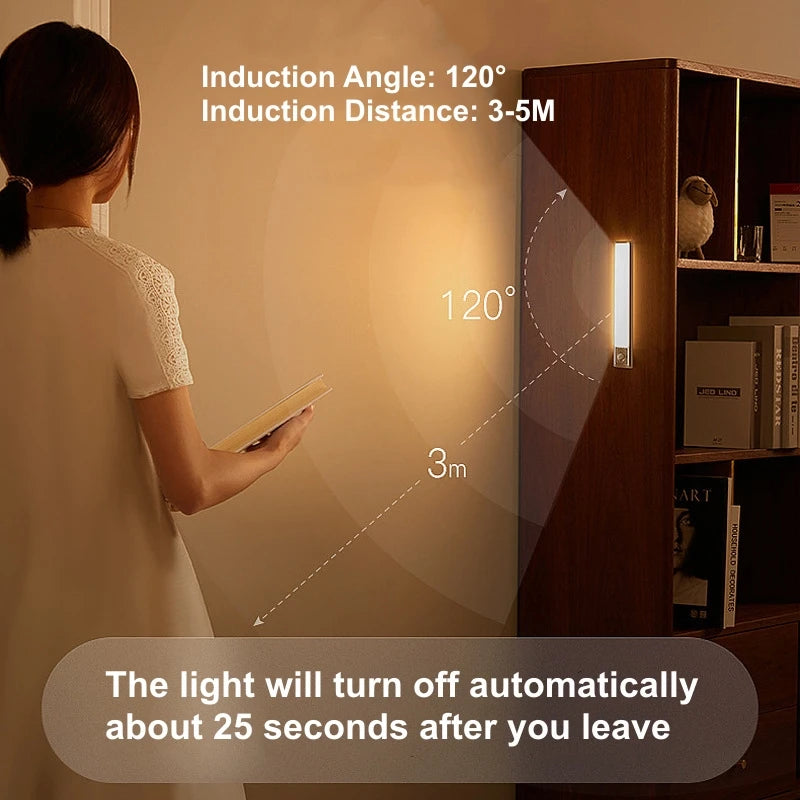 AITHEA USB Rechargeable PIR Motion Sensor LED Bar Lights Dimmable Detector Night Light Portable Induction Cabinet Lamp for Room