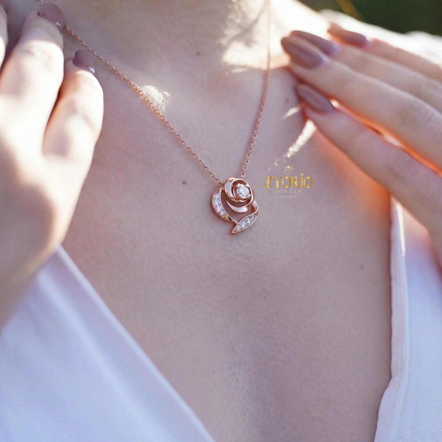 Silver Rose Gold Plated Diamond Pendant Necklace Luxury Engagement Wedding Party Jewelry Sparkling Diamond Women