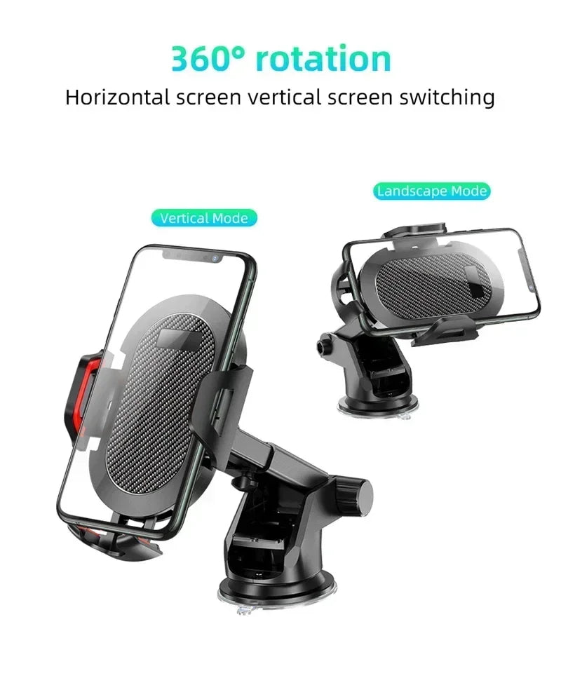 Universal Sucker Car Phone Holder 360° Rotation Windshield & Dashboard Mount Mobile Cell Support Bracket for Smartphones