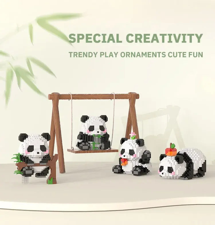 Blocs de construction Panda mignon et miniature à assembler soi-même, style chinois, jouet éducatif pour enfants.