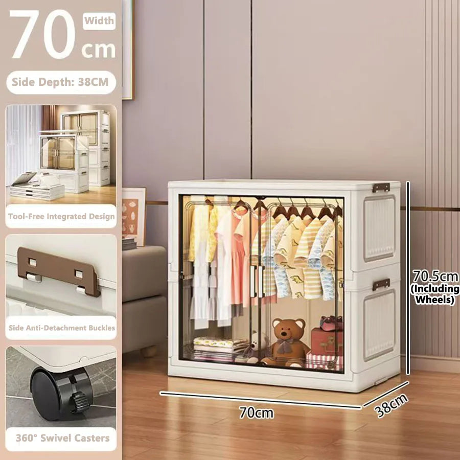 Multi-Functional Folding Storage Cabinet with Doors White/Black/Gray for Home Office Kitchen Bathroom Organizer