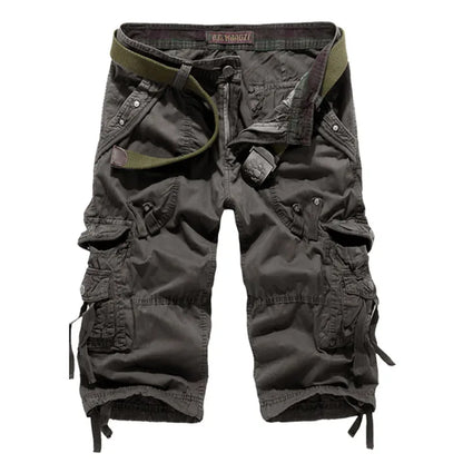 Summer Pure Cotton Men's Cropped Trousers Oversized Casual Shorts Multi Pocket Tooling Capri Pants Men Cargo Pants AF5820