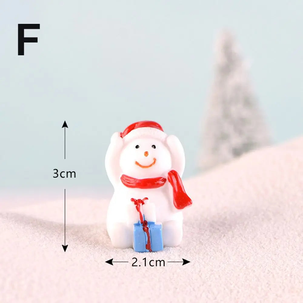 Gift Box Snowman Terrarium Dollhouse Fairy Garden Figures Micro Landscape Ornaments Figurines Christmas Miniature