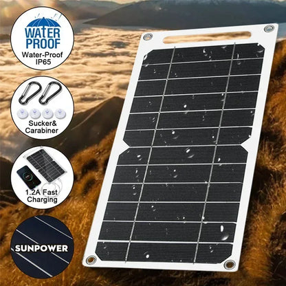 Portable 25-35W Solar Panel. Waterproof, for outdoor hiking/camping. USB mobile phone charging bank & battery charger.