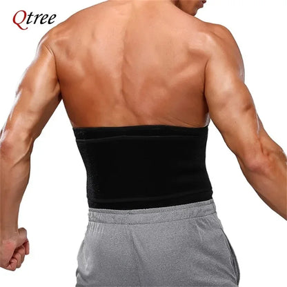 Qtree Men Waist Trainer Weight Loss Belt Slimming Body Shaper Workout Fat Burning Corset Sauna Sweat Wrap Fitness Trimmer Strap