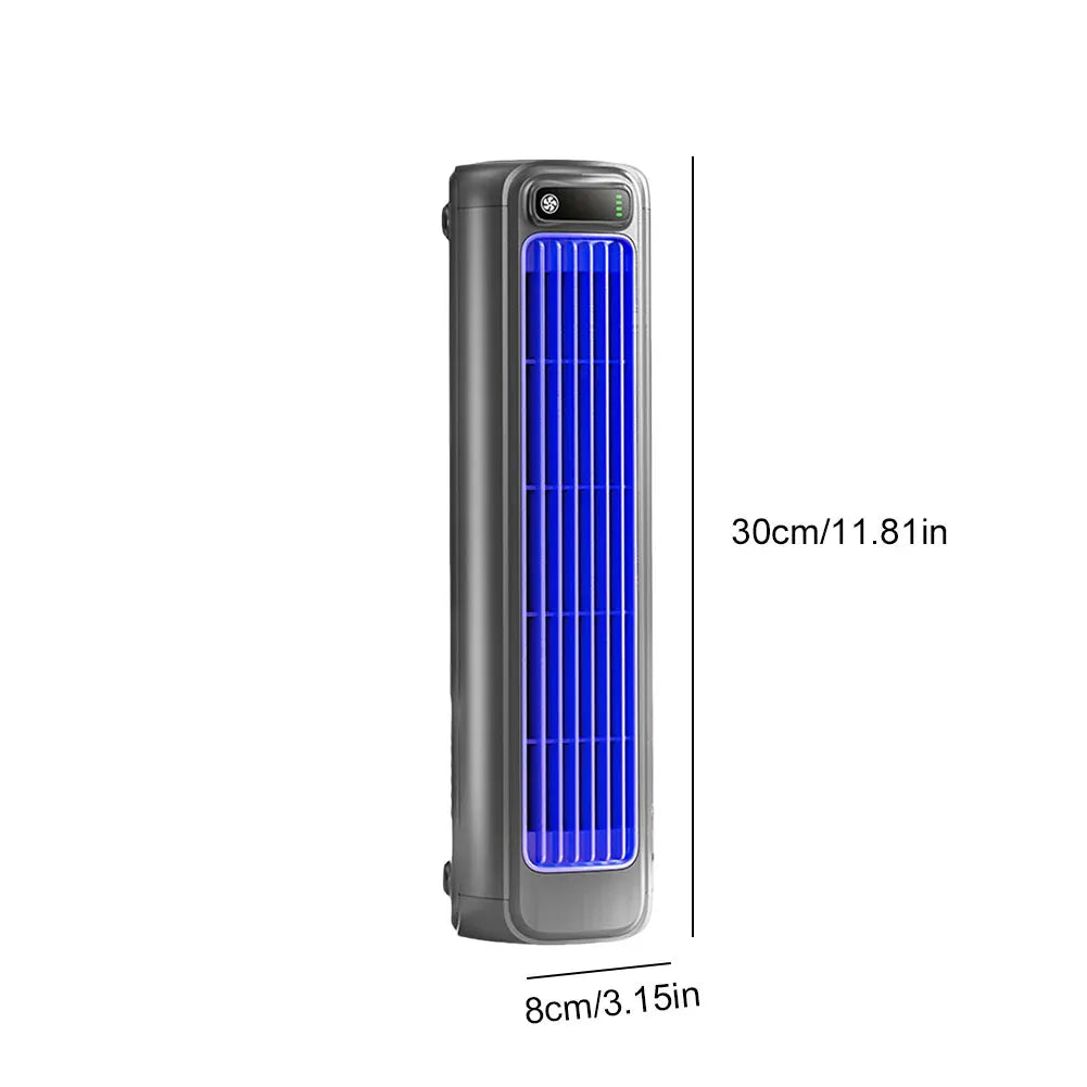 USB Plug-in Portable Tower Fan 3 Speed Desktop Fan 2000mAh Rechargeable Quiet Standing Fan 300x80x80mm Wall Mount Fan