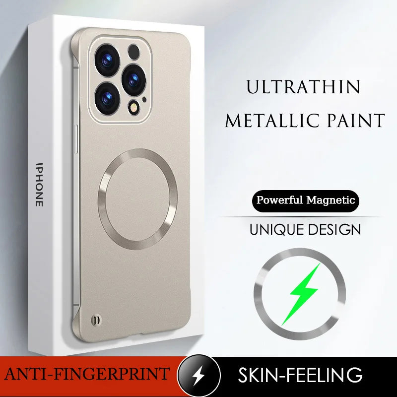 New Slim Thin Matte Metal Painted PC Magnetic Case For Magsafe iPhone 17 Air 17 16 15 14 13 12 Pro Max Plus Frameless Cover