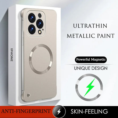 New Slim Thin Matte Metal Painted PC Magnetic Case For Magsafe iPhone 17 Air 17 16 15 14 13 12 Pro Max Plus Frameless Cover