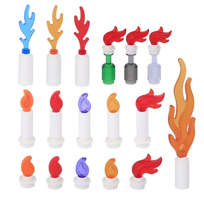 MOC Medieval Campfire Building Block Flame Wave Candle Transparent Wine Bottle Educational Toy Compatible Accessories Brick K054