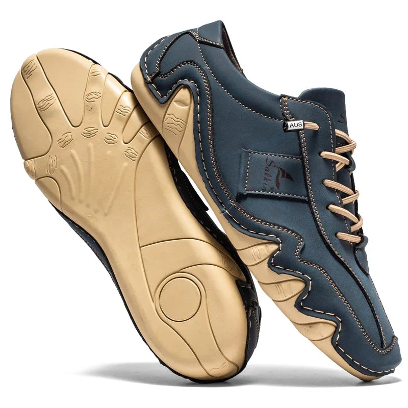 2024 Hand Sewn Leather Shoes for Men Light Outdoor Walking Casual Shoes Big Size 47 48 Slip-On Driving Loafers Men