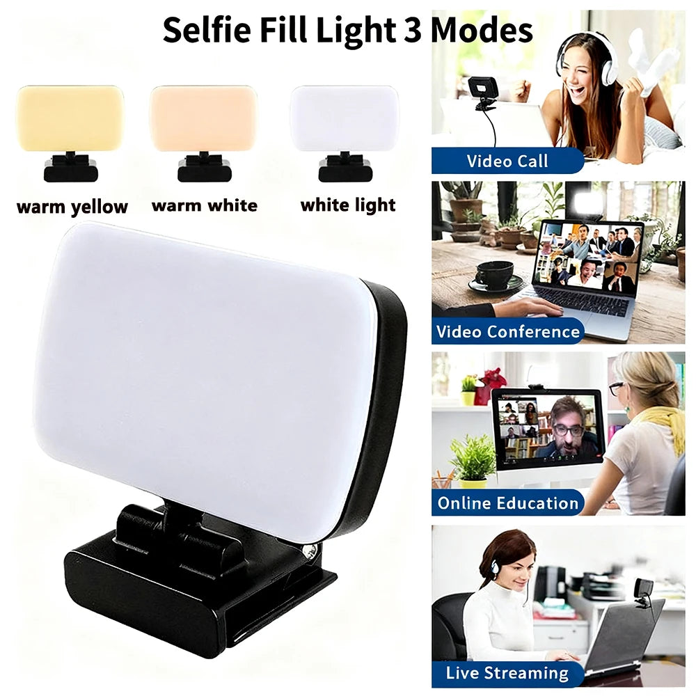 2026 Video Conference 6500K Portable LED Video Light Laptop Computer Webcam Light Zoom Call Lighting Clip for Live Streaming