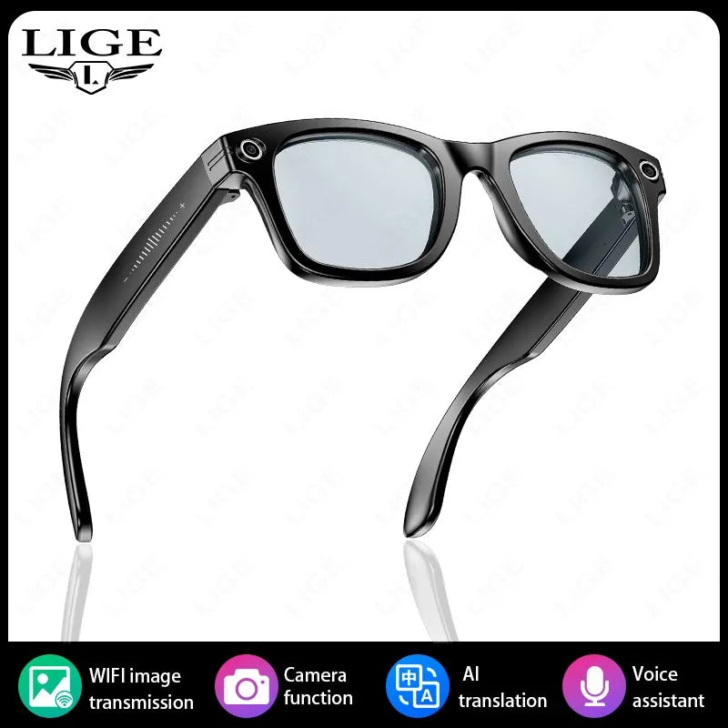 Lunettes intelligentes 8 mégapixels, enregistrement vidéo, reconnaissance photo IA, traduction des réponses, batterie 270 mAh, étanche IP65, Bluetooth