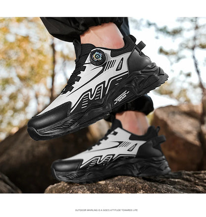 Men's casual sports shoes four season new rotating shoelaces comfort outdoor running walking shoes breathable soft-sole sneakers
