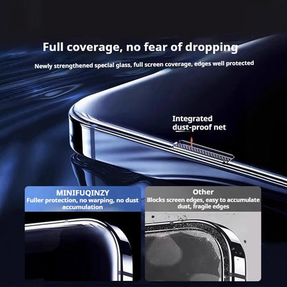 Cut Edge Anti Dust Mesh 0.5mm Privacy Tempered Glass For iPhone 17 15 16 Pro Max Screen Protector 17 Air Plus Luxury Full Cover