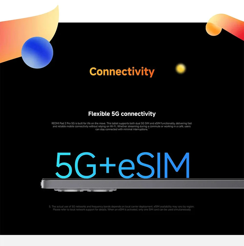 Global Version Xiaomi redmi pad 2 pro 5G 12.1 " 12000mAh Battery 8GB 256GB Flexible 5G connectivity 5G+eSIM Xiaomi HyperOS